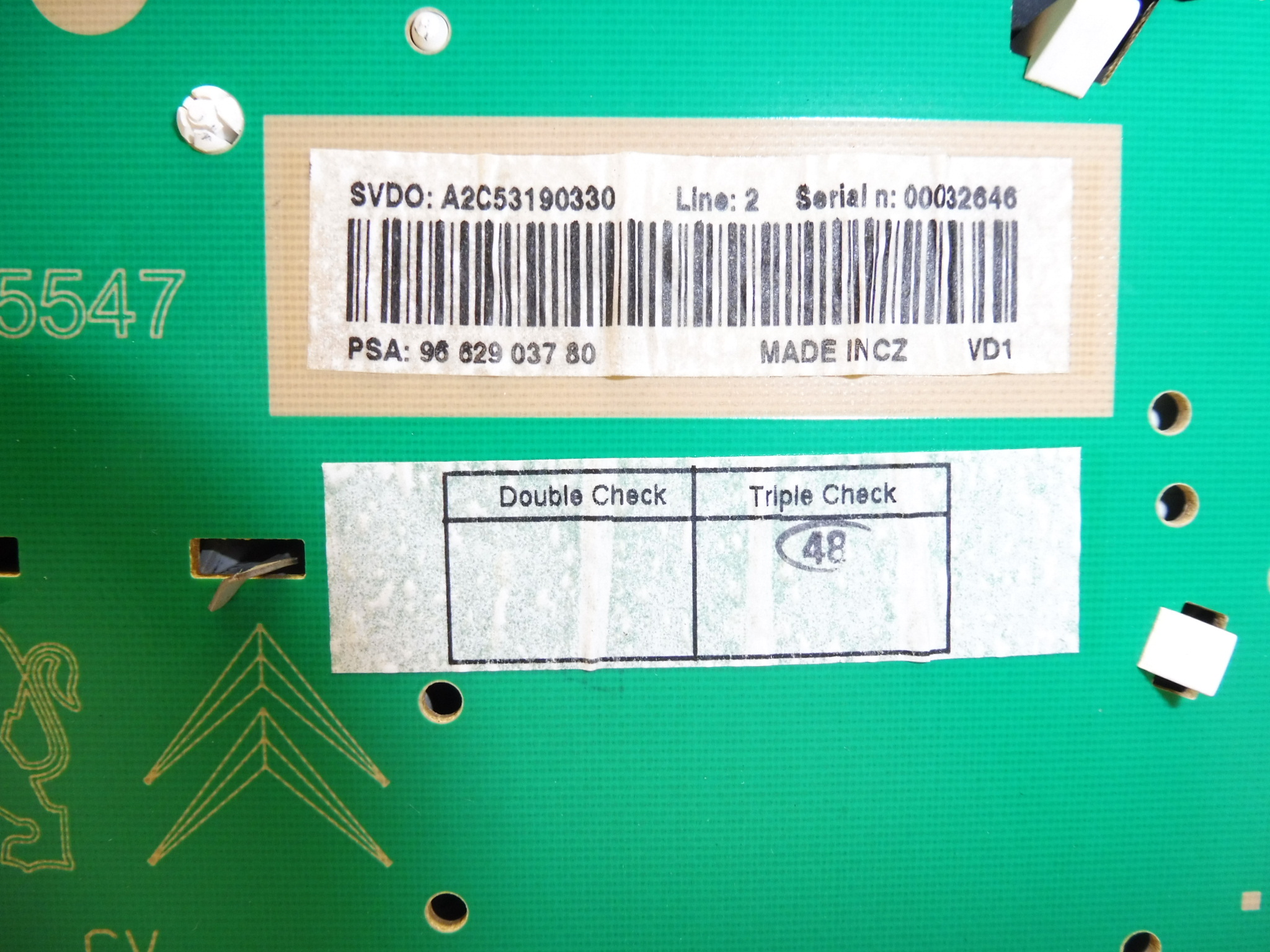 Sebességmérő Peugeot 207 futásteljesítmény 145000 km 9662903780 6103EJ