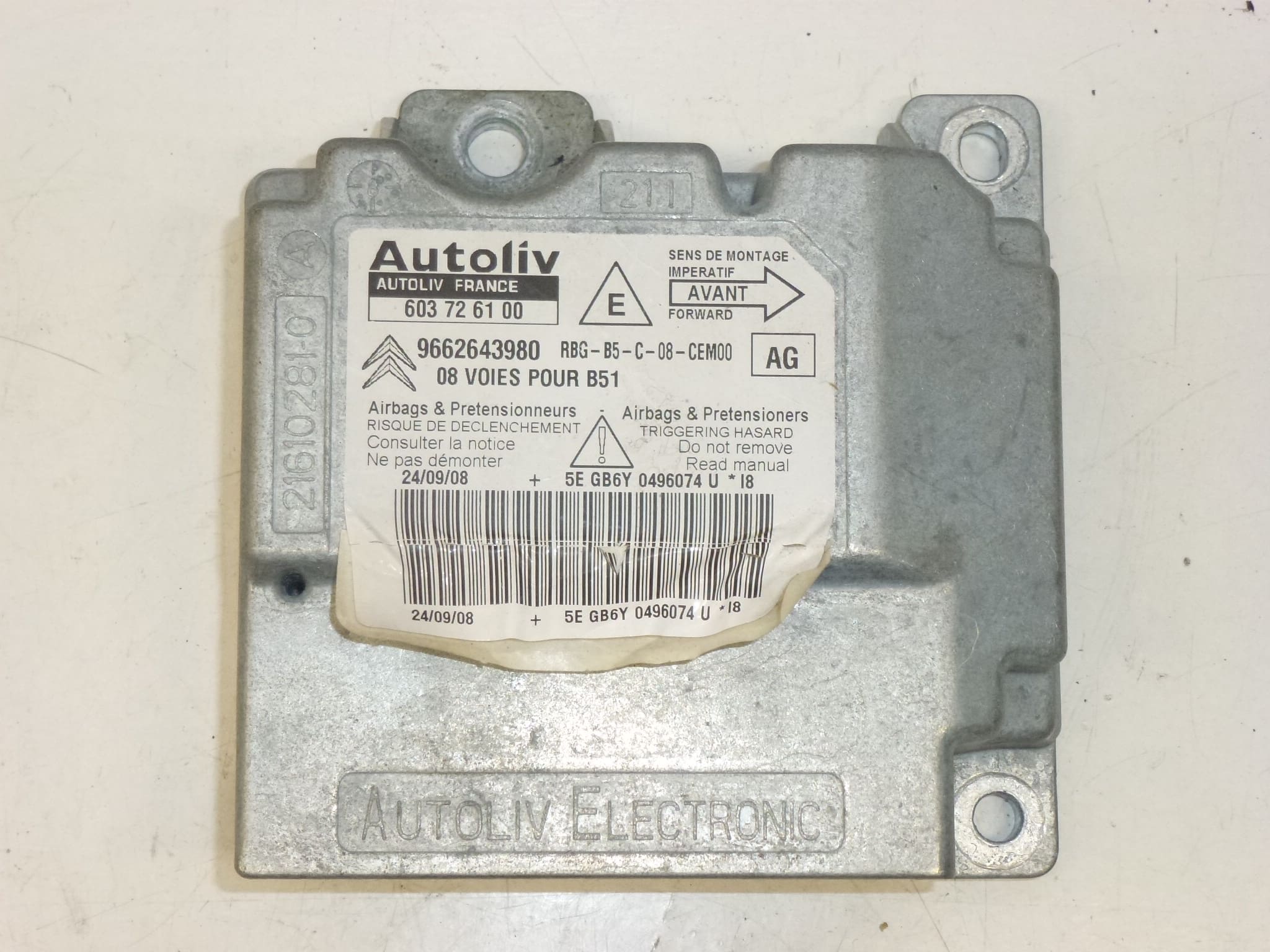 Citroën C4 légzsák egység 9662643980 603726100