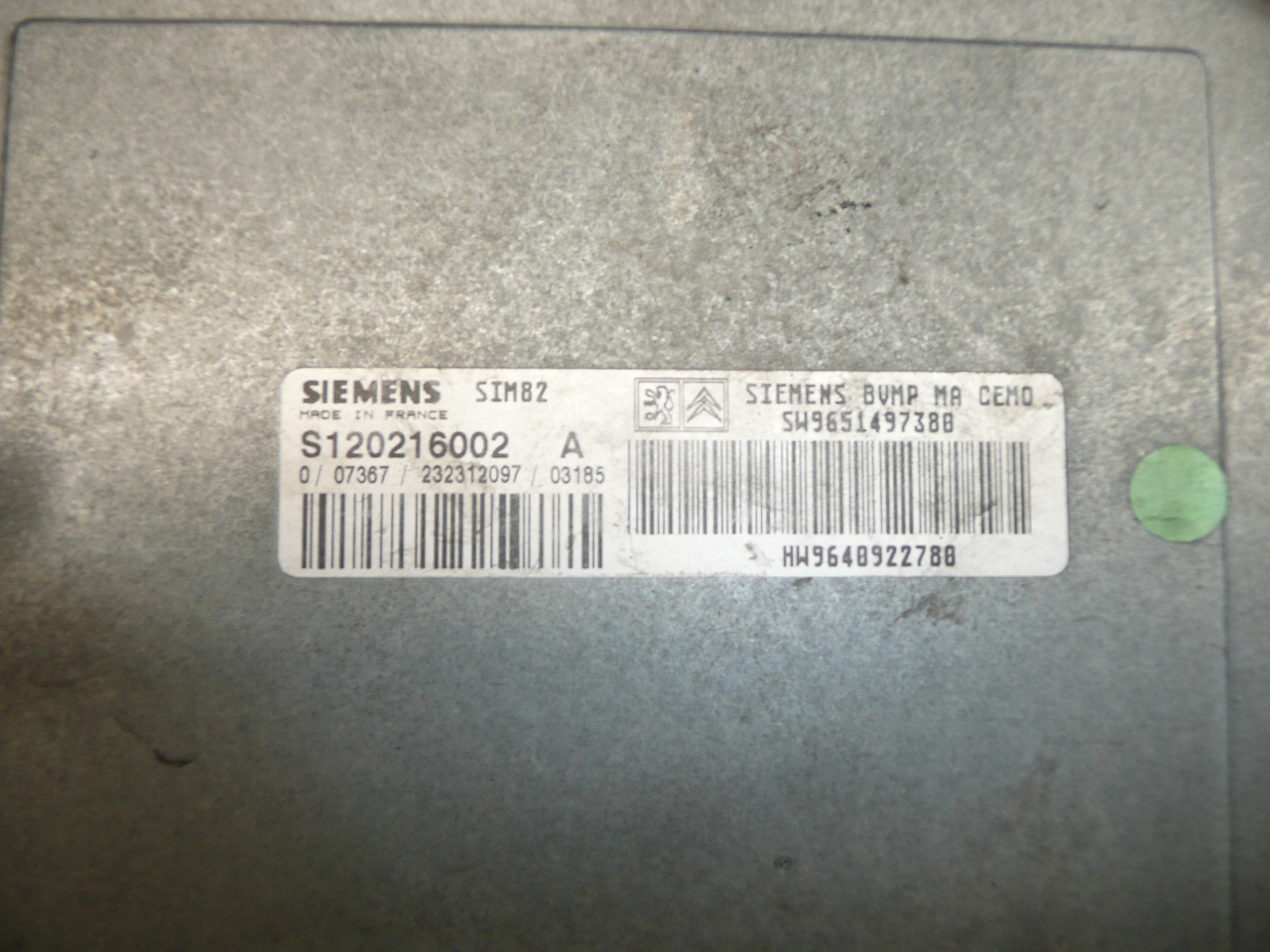 ECU szenzodrive Citroën Peugeot 9640922780 S120216002 C 2529J9